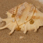 Βραχιόλι επιχρυσωμένο ατσάλι με κοχύλια και αστερία-BR206 - Image 2