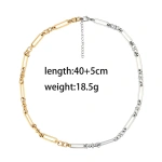 Κολιέ επιχρυσωμένο ατσάλι αλυσίδα μισό ασήμι-NE410 - Image 4