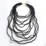 Κολιέ πολλών σειρών με μαύρες χάντρες-NE172