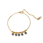 Βραχιόλι χρυσό ατσάλι με μπλε ματάκια-BR298