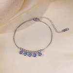 Βραχιόλι ατσάλι με μπλε ματάκια-BR297 - Image 2