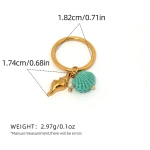 Δαχτυλίδι επιχρυσωμένο ατσάλι με τιρκουάζ κοχύλι και πέρλα-R057 - Image 4