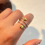 Δαχτυλίδι επιχρυσωμένο ατσάλι με ασημί σπείρα και καρδιές-R121 - Image 3