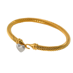 Βραχιόλι χρυσό ατσάλι με ασημί καρδιά-BR021