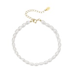 Βραχιόλι με ατσάλινή αλυσίδα και πέρλες - BR069