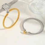 Βραχιόλι χρυσό ατσάλι με ασημί καρδιά-BR021 - Image 3