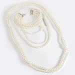 Κολιέ από τεχνητές πέρλες πολλές σειρές-NE053 - Image 2
