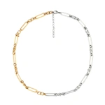 Κολιέ επιχρυσωμένο ατσάλι αλυσίδα μισό ασήμι-NE410