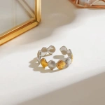 Δαχτυλίδι επιχρυσωμένο ατσάλι με κοχύλια ασημί χρυσό-R107 - Image 4