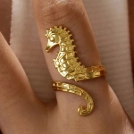 Δαχτυλίδι επιχρυσωμένο ατσάλι ιππόκαμπος-R195 - Image 4