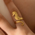 Δαχτυλίδι επιχρυσωμένο ατσάλι ιππόκαμπος-R195 - Image 2