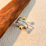 Δαχτυλίδι επιχρυσωμένο ατσάλι με ασημί σπείρα και καρδιές-R121 - Image 2