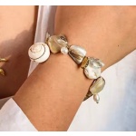 Βραχιόλι χρυσό ατσάλι με μεγάλα κοχύλια-BR048 - Image 2