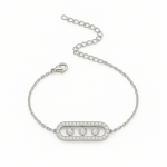 [NewProduct] - Βραχιόλι ατσάλι με τρία zircon σε μπάρα-BR286