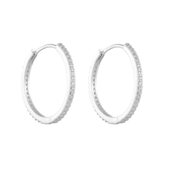 [NewProduct] - Σκουλαρίκια κρίκοι ασήμι S925 με zircon-EA564