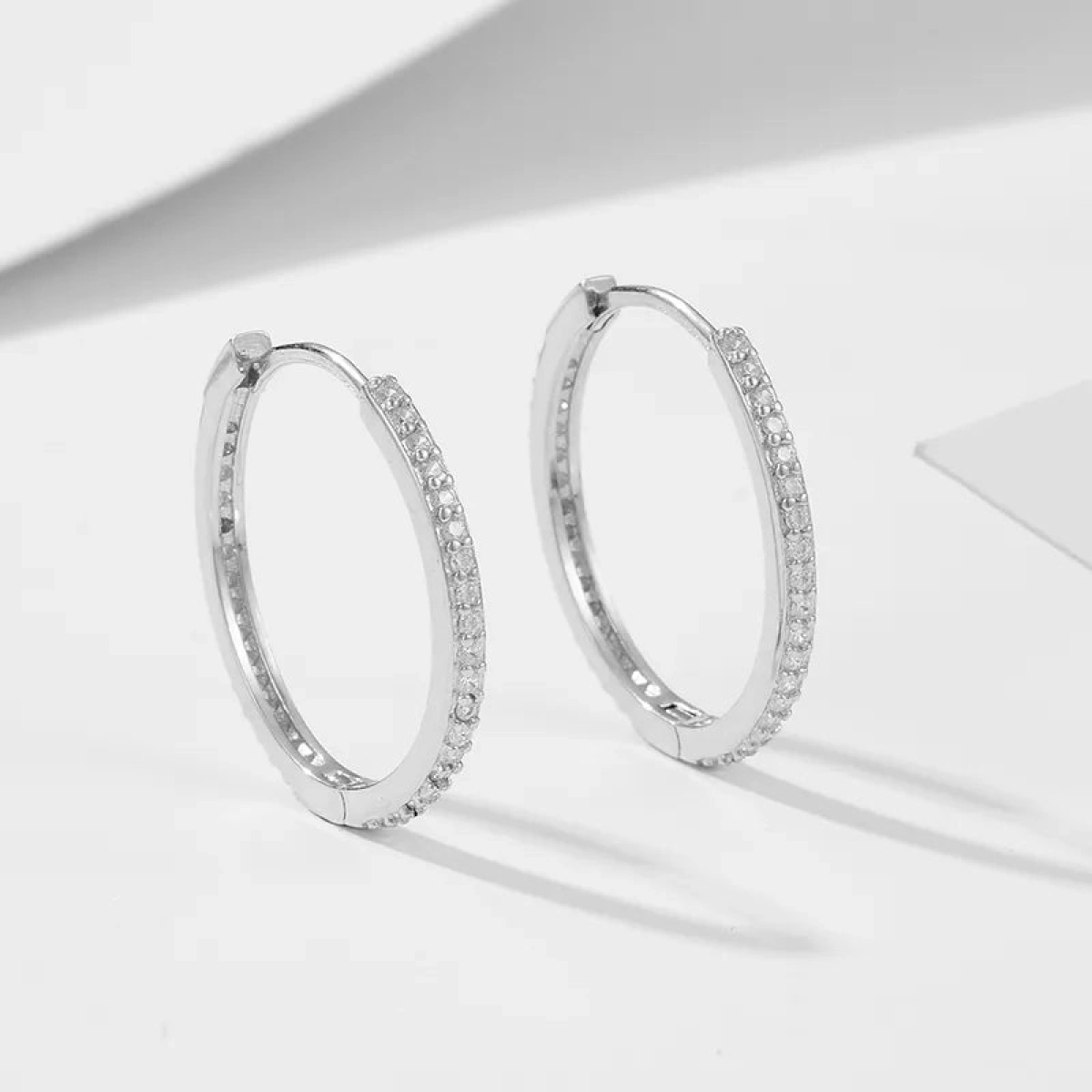 [NewProduct] - Σκουλαρίκια κρίκοι ασήμι S925 με zircon-EA564 - Image 2