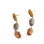 Σκουλαρίκια τρίχρωμο ατσάλι κρεμαστά-EA007