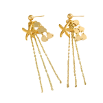 Σκουλαρίκια επιχρυσωμένο ατσάλι κρεμαστές αλυσίδες με αστερίες-EA060