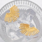 [NewProduct] - Σκουλαρίκια ατσάλι χρυσά με ακτίνες- EA302 - Image 2