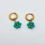 Σκουλαρίκια ατσάλι λουλουδάκια κρίκοι σε διάφορα χρώματα-EA541