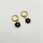 Σκουλαρίκια ατσάλι λουλουδάκια κρίκοι σε διάφορα χρώματα-EA541