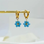 Σκουλαρίκια ατσάλι λουλουδάκια κρίκοι σε διάφορα χρώματα-EA541