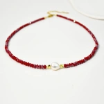 [NewProduct] - Κολιέ με τεχνητά κρύσταλλα και πέρλα - NE403 - Image 5