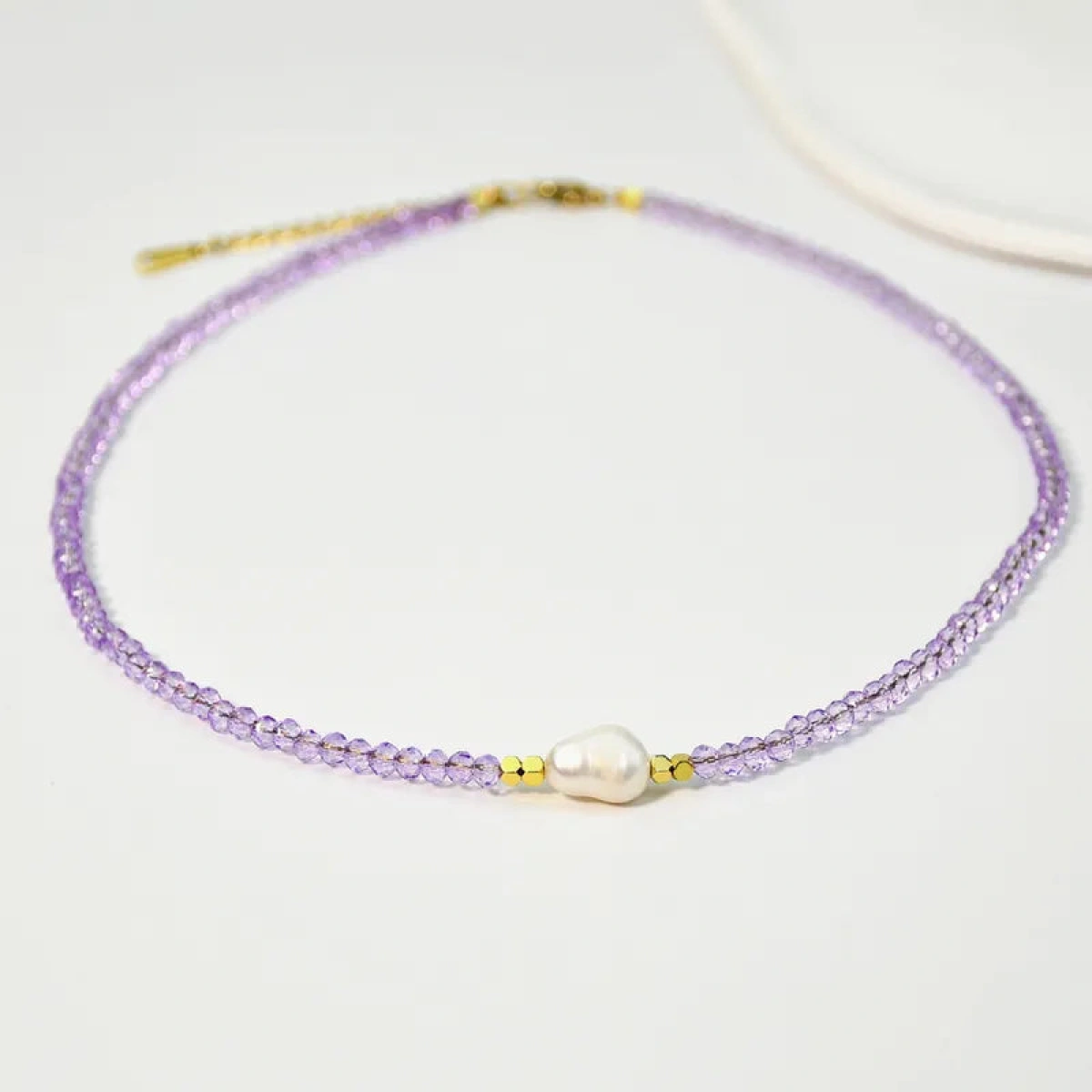[NewProduct] - Κολιέ με τεχνητά κρύσταλλα και πέρλα - NE403 - Image 4