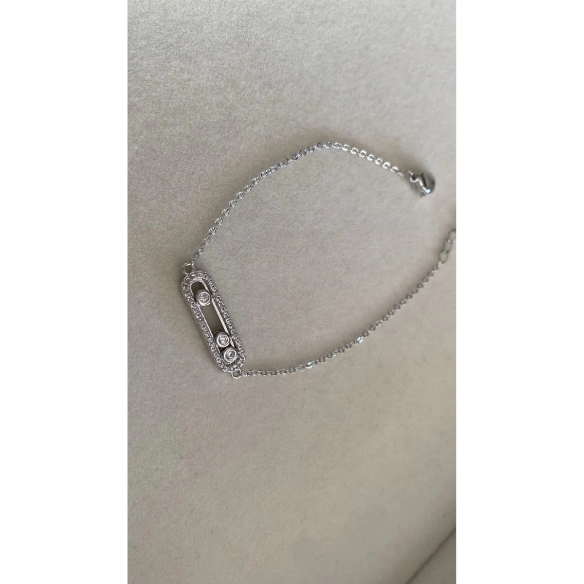 [NewProduct] - Βραχιόλι ατσάλι με τρία zircon σε μπάρα-BR286 - Image 4