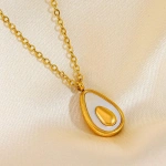 [NewProduct] - Κολιέ επιχρυσωμένο ατσάλι αβοκάντο-NE103 - Image 2