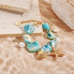 Βραχιόλι από κράμα και μπλε κοχύλια-BR008 - Image 4