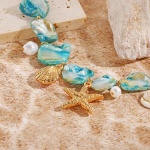 Βραχιόλι από κράμα και μπλε κοχύλια-BR008 - Image 3