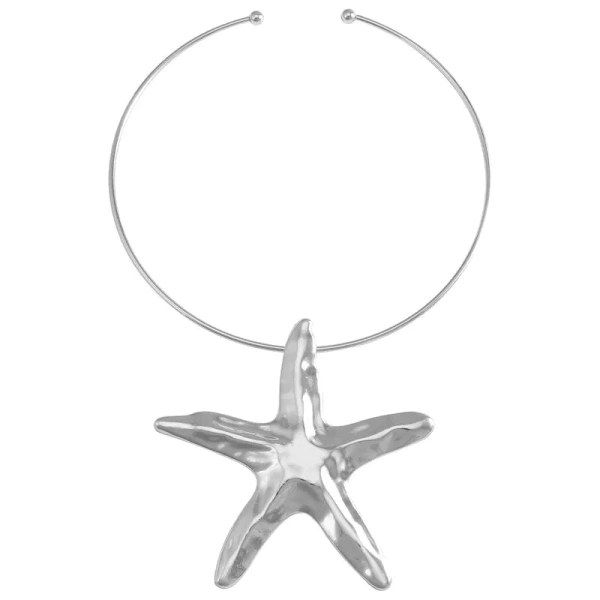 [NewProduct] - Κολιέ ασημί ορείχαλκος αστερίας τσόκερ- w009