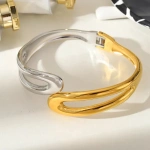 [NewProduct] - Βραχιόλι επιχρυσωμένο ατσάλι και ασημί ανοιχτό σχέδιο-BR001 - Image 2