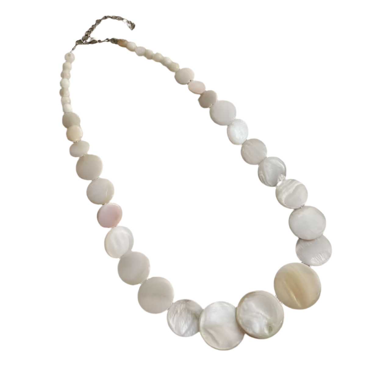 [NewProduct] - Κολιέ με στρόγγυλα λευκά κοχύλια-NE396 - Image 1
