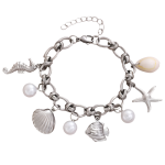 Βραχιόλι ατσάλι με πέρλες και καλοκαιρινά σύμβολα-BR109