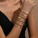 [NewProduct] - Βραχιόλι χρυσό ατσάλι με ψαράκι και τιρκουάζ λεπτομέρειες-BR037 - Image 4