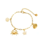 Βραχιόλι επιχρυσωμένο ατσάλι με καβουράκι και κοχύλια-BR287