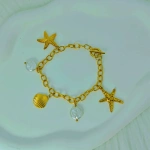 [NewProduct] - Βραχιόλι χρυσό ατσάλι με κοχύλια και αστερίες-BR218 - Image 4