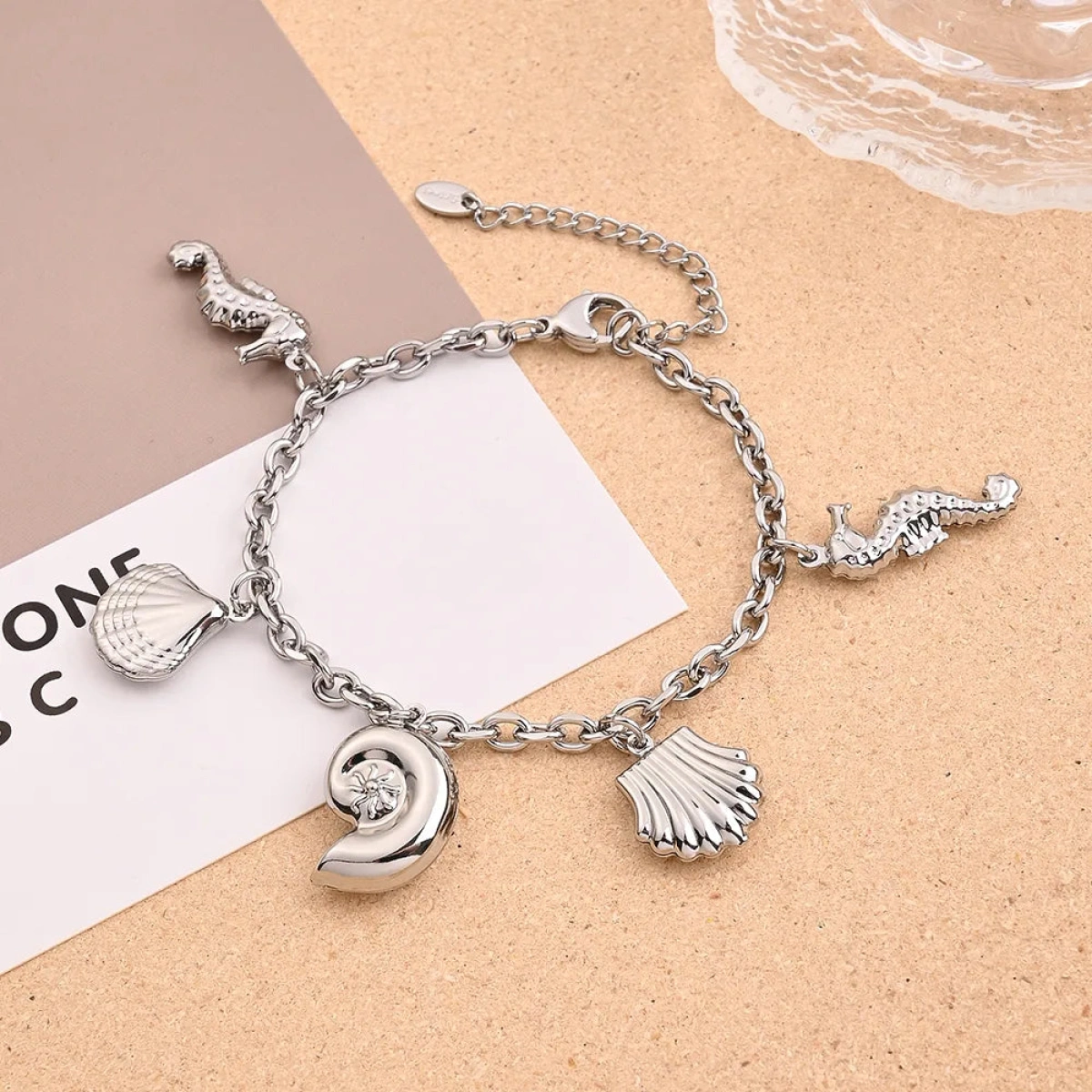 [NewProduct] - Βραχιόλι ασημί ατσάλι με καλοκαιρινά charms-BR009 - Image 2