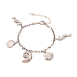 [NewProduct] - Βραχιόλι ασημί ατσάλι με καλοκαιρινά charms-BR009
