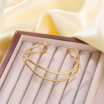 [NewProduct] - Βραχιόλι επιχρυσωμένο ατσάλι ανοιχτό με κύμα-BR272 - Image 4