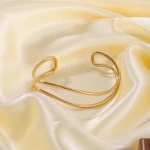 [NewProduct] - Βραχιόλι επιχρυσωμένο ατσάλι ανοιχτό με κύμα-BR272 - Image 3