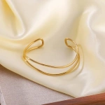 [NewProduct] - Βραχιόλι επιχρυσωμένο ατσάλι ανοιχτό με κύμα-BR272