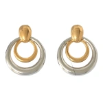 Σκουλαρίκια επιχρυσωμένο ατσάλι με ασημί και χρυσό κύκλο-EA340