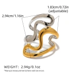 Δαχτυλίδι επιχρυσωμένο ατσάλι και ασήμι με καμπύλες-R177 - Image 3