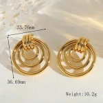 Σκουλαρίκια επιχρυσωμένο ατσάλι κύκλοι ενωμένοι-EA424 - Image 3