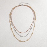 Κολιέ τρίχρωμο ατσάλι -NE160 - Image 2