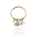 [NewProduct] - Ατσάλινο βραχιόλι bangle με γαλάζιο μάτι - BR256