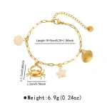 Βραχιόλι επιχρυσωμένο ατσάλι με καβουράκι και κοχύλια-BR287 - Image 2